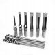 Set of drill bits for slotting square holes