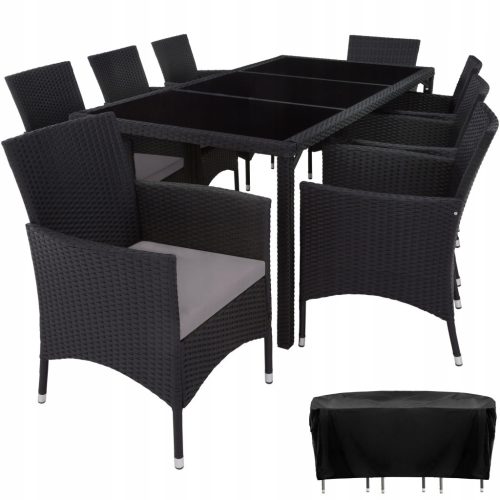  TecTake Almansa Technorattan garden furniture set, black, 18 pcs.