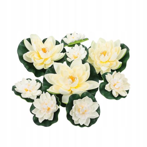  6 pieces of artificial pond plants, lotus lilies (white).