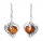  Silver earrings with AMBER clasp English elegant heart FILM