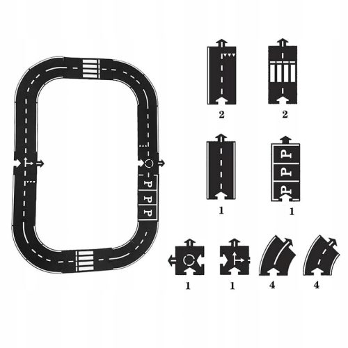  Rubber road Car track - puzzle 16 pieces