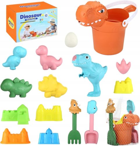 SAND PLAY SET, SANDBOX, BUCKET, DINOSAUR, MOLDS, SPANKLES