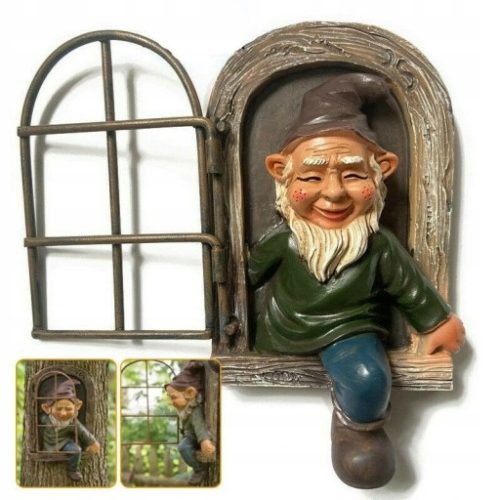  garden decoration, dwarf statue, door, elf tree