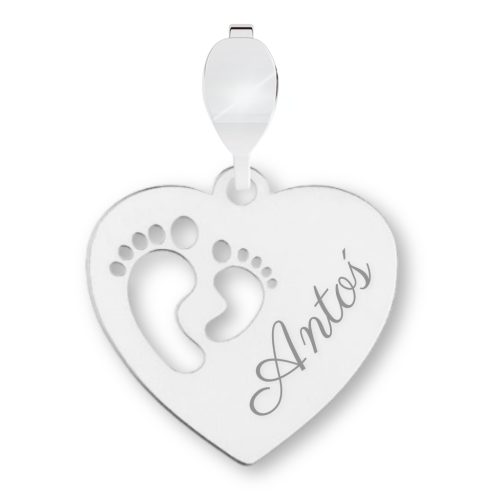  Heart Feet Pendant with Tie ENGRAVING free 925