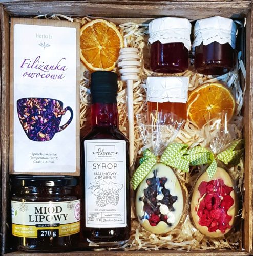  BASKET GIFT SET GIFT TEA HONEY JAM CHOCOLATE SYRUP