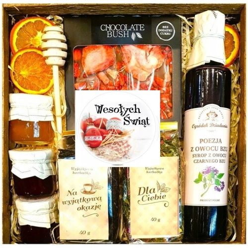  BASKET GIFT SET GIFT TEA HONEY JAM CHOCOLATE FOR CHRISTMAS