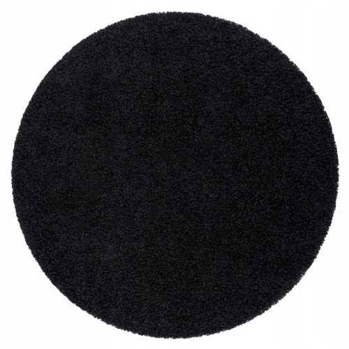  Round black deep pile carpet, circle 80 cm