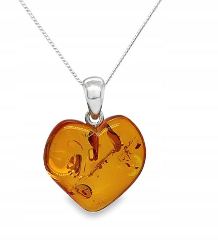  Silver pendant with amber ORIGINAL PENDANT made of silver heart FILM