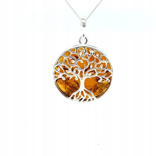  Silver pendant with amber Silver PENDANT TREE OF HAPPINESS FILM