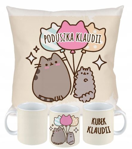 PUSHEN CAT PILLOW CUP SET + NAME GIFT Hello Kitty