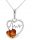  Silver pendant with amber silver heart life line FILM mom