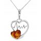  Silver pendant with amber silver heart life line FILM mom