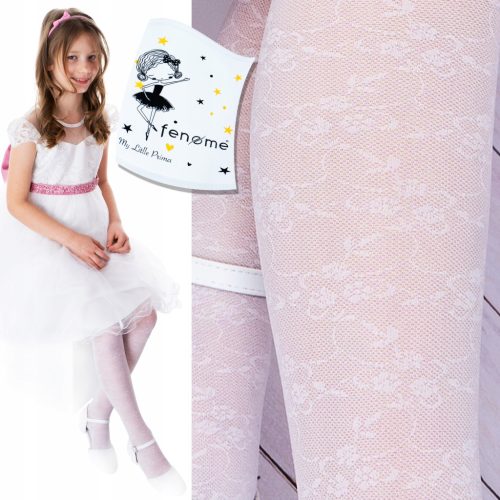  OPENWORK WHITE COMMUNION tights for girls JACQUARD Fenome