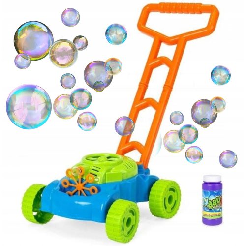 Petrol lawn mower for children, automatic blowing of soap bubbles and liquids