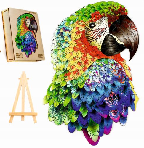  LARGE WOODEN PUZZLE 300 PIECES PARROT IN A WOODEN BOX