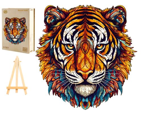  LARGE WOODEN PUZZLE 300 PIECES TIGER IN A WOODEN BOX