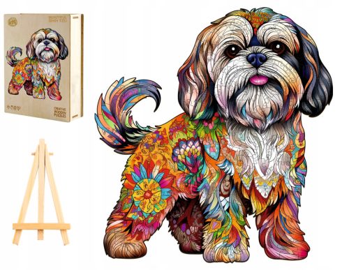  LARGE WOODEN PUZZLE 260 PIECES SHIH TZU IN A WOODEN BOX