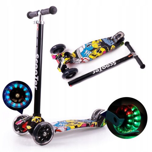  THREE-WHEEL BALANCING SCOOTER, LIGHTING, LED WHEELS, GRAFFITI BRAKE