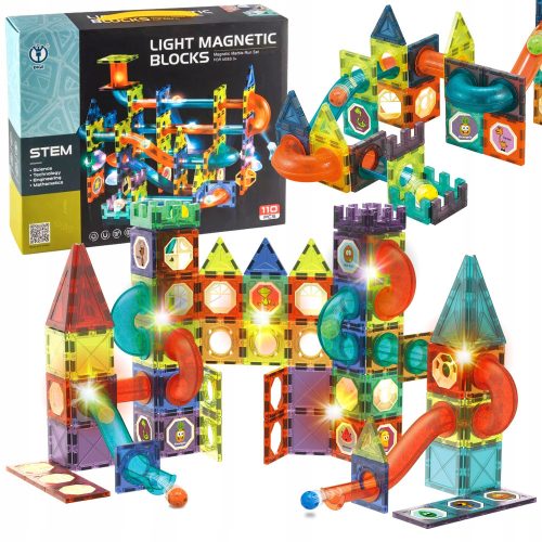  MAGNETIC BUILDING BLOCKS LUMINOUS MARBLE RUN FOR BALLS 110 EL