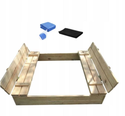 CLOSED SANDBOX, WOODEN BENCHES 120CM x 120CM