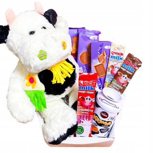  Gift basket TEDDY BEAR COW For a child BIRTHDAY gift Milka sweets