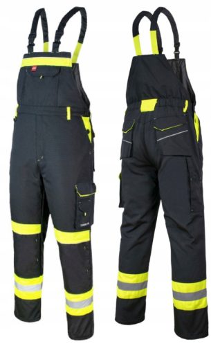 VIS WORK BIB TROUSERS, robust, many pockets, REFLECTIVE