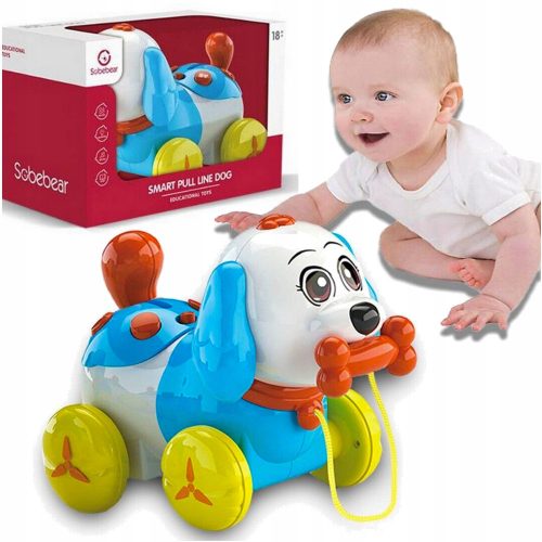  INTERACTIVE DOG on a string, dog pulling with a bone, learning to walk