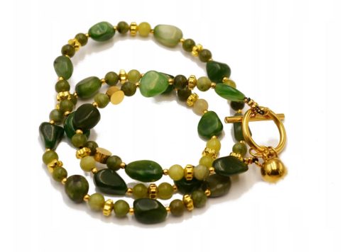  Gold plated steel necklace - jadeite