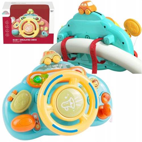  INTERACTIVE STEERING WHEEL FOR A STROLLER, MUSICAL FOR A COT, ANIMAL SOUNDS, WORLD