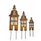  Bell Tower, Metal, Garden Decoration, A-Board, Corten Effect, Set of 3