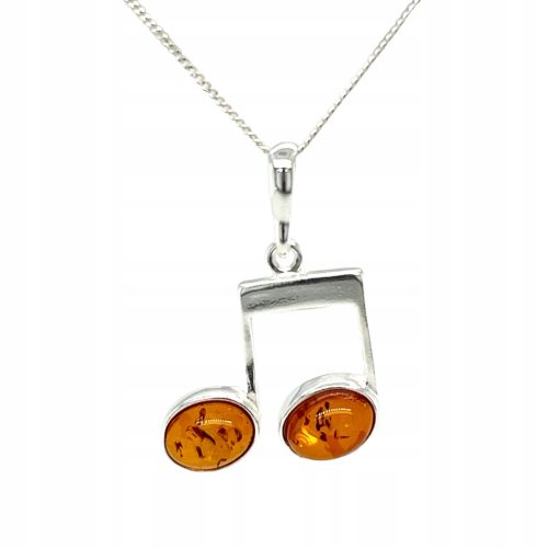  Silver pendant with amber PENDANT made of silver music note FILM