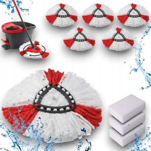 6× DRMZ rotating mop insert 9 PIECES ROTATING MOP insert ABSORBENT MOP INSERT 14 cm