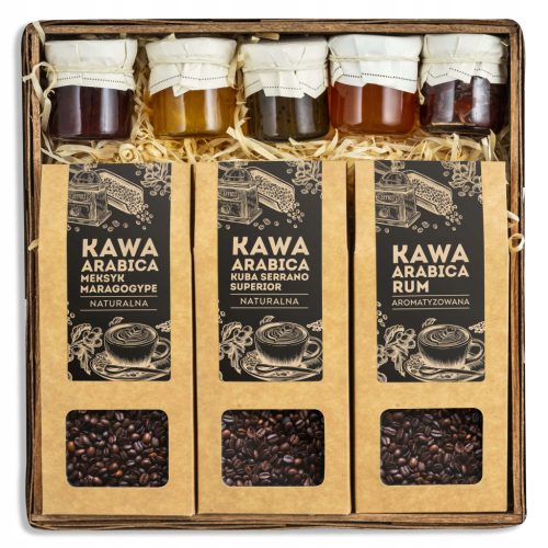 Gift set of flavored COFFEE beans and JAM