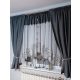  Ready-made curtain, bow, zirconia, silver guipure, grey and white, 30 cm 3/160 cm + curtains