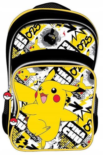  Pokemon Safta Multi-Compartment School Backpack, White, Black, Yellow and Gold Tones, 22 Years Old