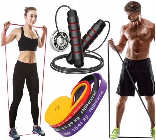  SET OF 4 POWER BAND RESISTANCE BANDS FOR EXERCISES fitness band + PLAN and APPLICATION