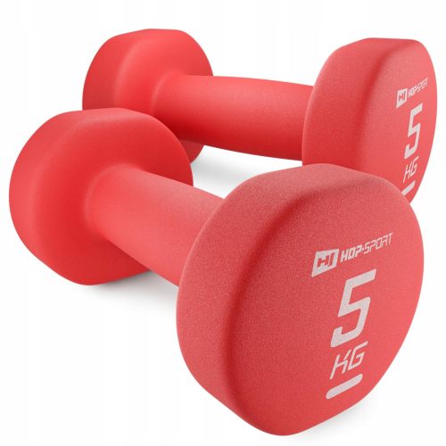  Set of 2x5kg cast iron dumbbells covered with neoprene for training exercises