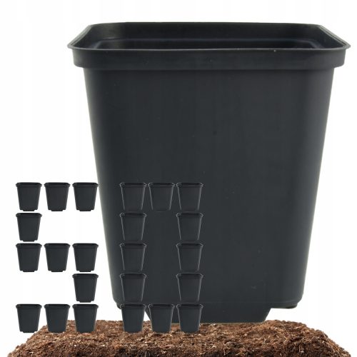  Flowerpot 9 cm x 9 x 10 cm, diameter 9 cm, black plastic