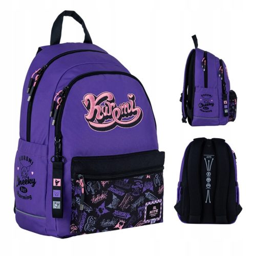 Kite school backpack with multiple compartments. Purple tones, 19 years old