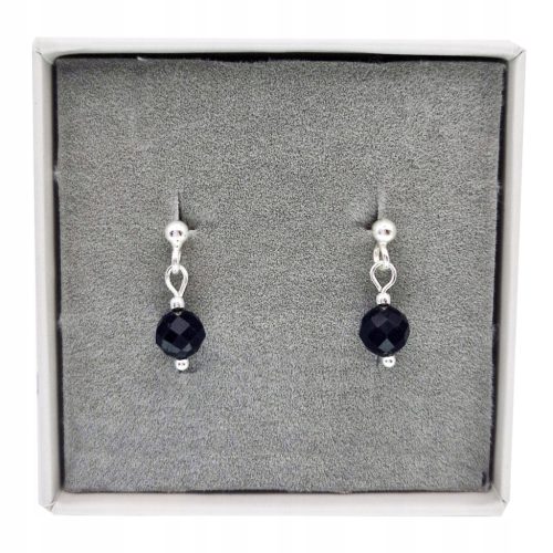  SILVER EARRINGS NATURAL STONE TOURMALINE BLACK SILVER 925