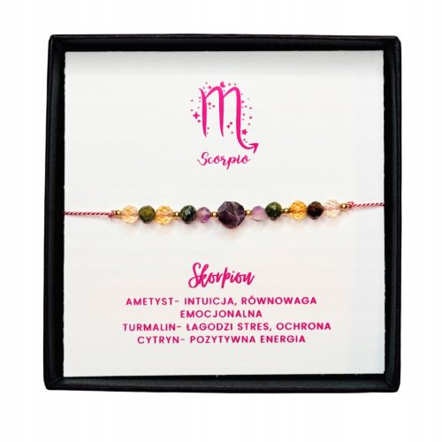  BRACELET ZODIAC SIGN SCORPIO AMETHYST CITRINE TOURMALINE ARIANNASTORE