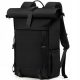 RAINSMORE Rolltop Black Expandable Backpack for 17-Inch Laptop - Travel Perfect