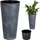  Prosperplast flowerpot 30 cm x 30 x 57 cm Diameter 30 cm plastic graphite, grey and silver tones