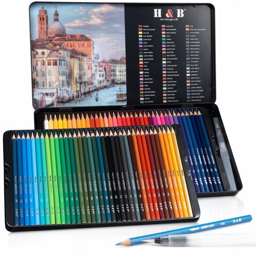  Watercolor pencils set with 72 colored pencils + watercolor brush