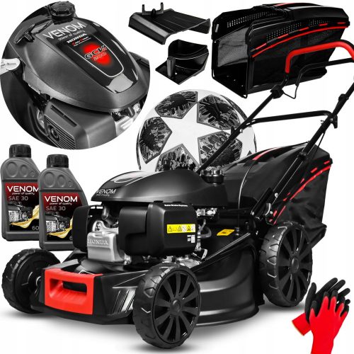  Venom petrol lawn mower with basket, 170 cm³ capacity. Basket 65 l, cutting width 48 cm