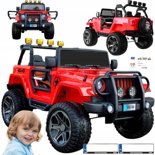  Car Battery Operated Car Monster Jeep WXE1688 4X4 24v Red