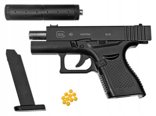 Metal spring pellet gun with silencer glock for kids