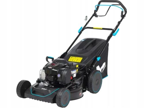  Macallister petrol lawn mower with basket, 140 cc capacity. 60 litre basket