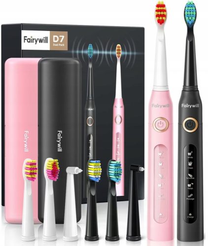  2x SONIC D7 FAIRYWILL TOOTHBRUSH + 8 HEADS + 2x CASE