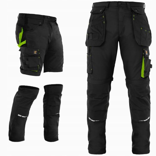 WORK PANTS TO THE CABIN 2IN1 SHORT ZEUS BLACK RIP STOP CARGO PANTS 52